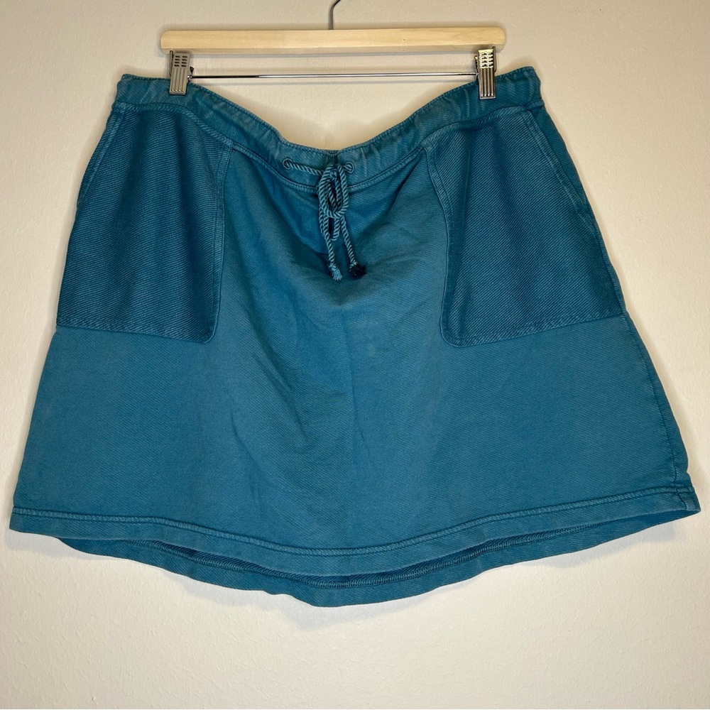 J.Jill Women Skirt Medium Tall Cotton Terry Tie-Waist Light Marine Teal Size‎ 2X